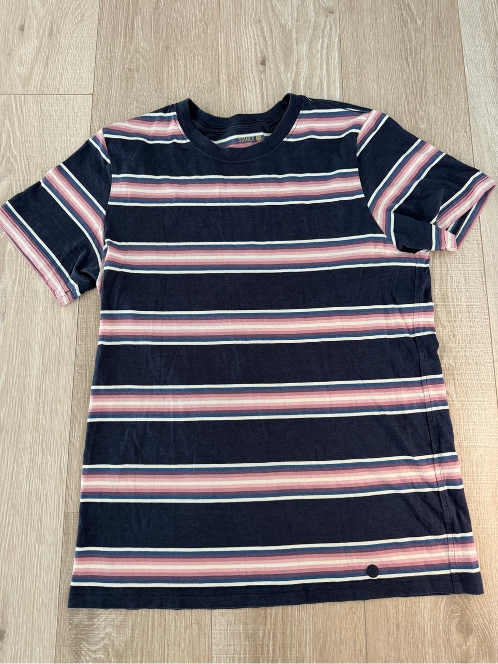 Stance Navy, Pink & White Horizontal Stripe Tee